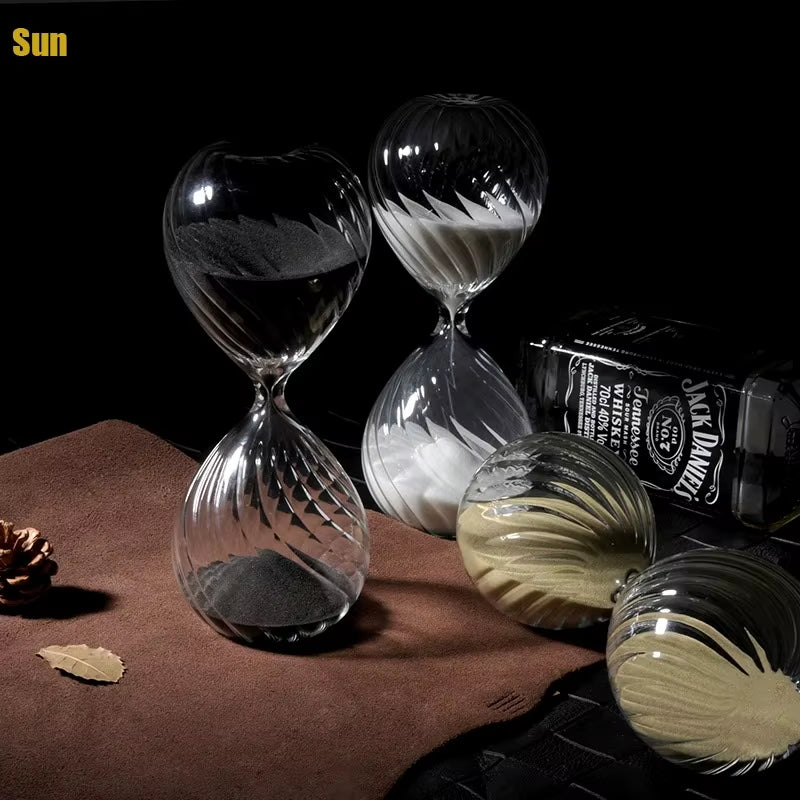 Moire Ripple Hourglass Sand Timer, Home Decoration, Coffee Shop, White, Black, Gold, Birthday Student Gift, 30 Minutes