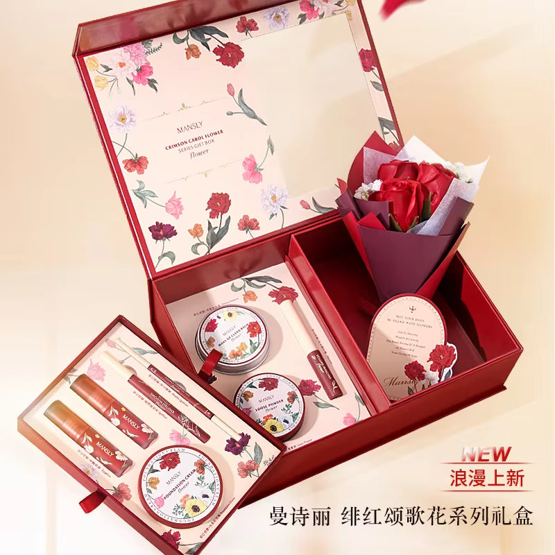 Manshili Crimson Carol Flower Series Gift Box Valentine'S Day Gift Set Makeup Set Confession Gift Box