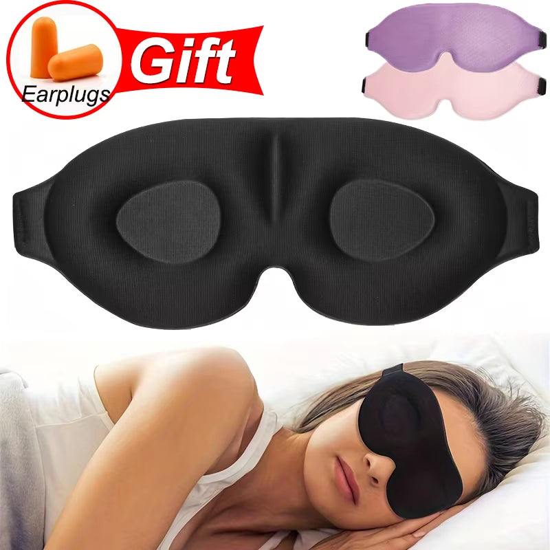 Eye Mask for Sleeping 3D Contoured Cup Blindfold Concave Molded Night Sleep Mask Block Out Light with Women Men with Earplugs